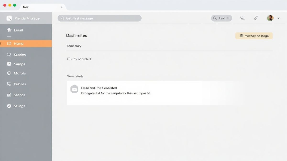 A clean dashboard showing a temporary email inbox with a generated address and the first incoming message
