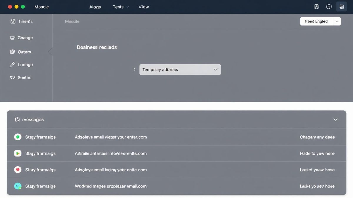 A clean dashboard showing a temporary email address and an empty inbox ready to receive messages
