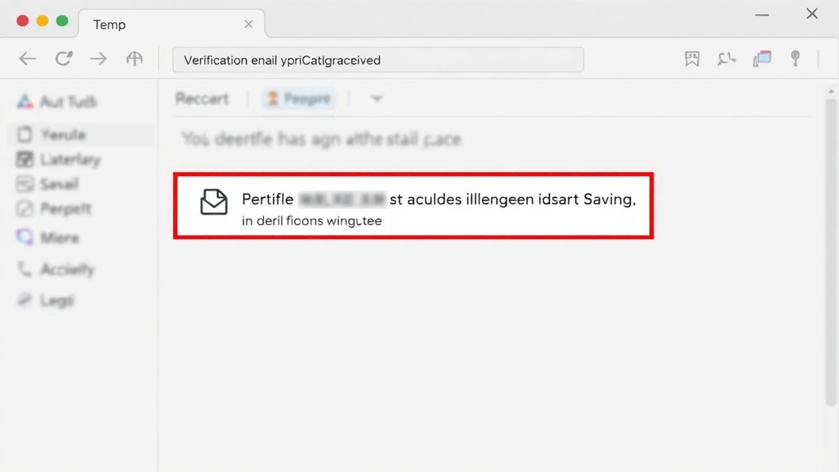 temp mail inbox showing received verification email from a website