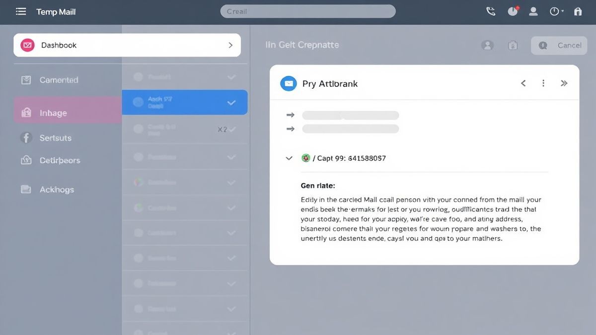 temp mail dashboard showing inbox and generated email address